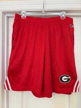 Champion UGA Georgia Bulldogs Mesh Men's Shorts Pockets XL Red Athletic Gym